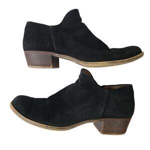 Lucky Brand Size 9.5 Lp Brett Women's Black Suede Leather‎ Side Zip Ankle Boots